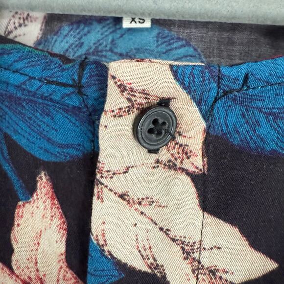 Tularosa Floral Print Button Front Crop Blouse Women's Size XS Black Boat Neck - Picture 4 of 7